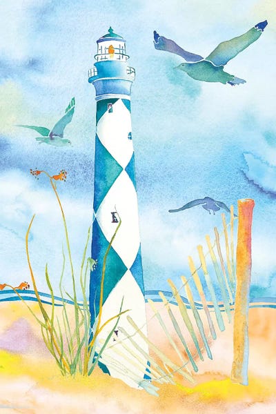 Kids Nautical Art: Lighthouse Carolinas II by Jo Lynch