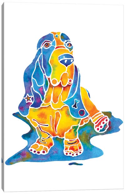 Baily Bassett Hound Dog  On Base Canvas Art Print - Basset Hound Art