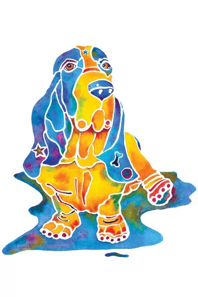 Jo Lynch: Baily Bassett Hound Dog  On Base by Jo Lynch