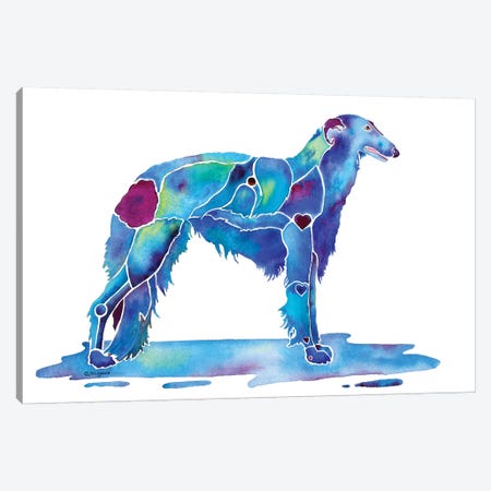 Borzoi Dog Blue Canvas Print #JLY4} by Jo Lynch Canvas Art