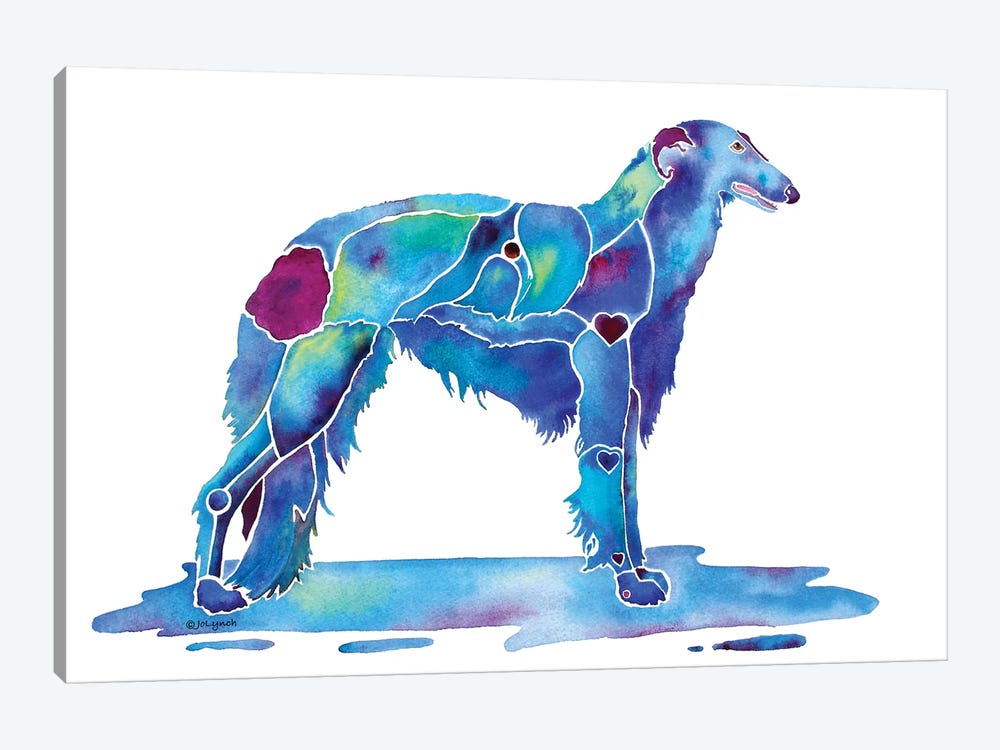 Borzoi Dog Blue by Jo Lynch 1-piece Canvas Print