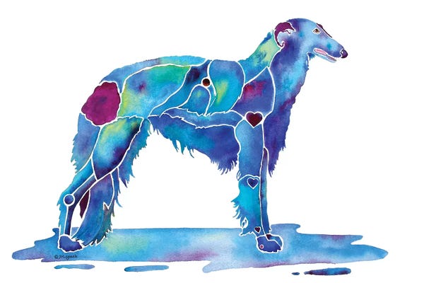 Jo Lynch: Borzoi Dog Blue by Jo Lynch