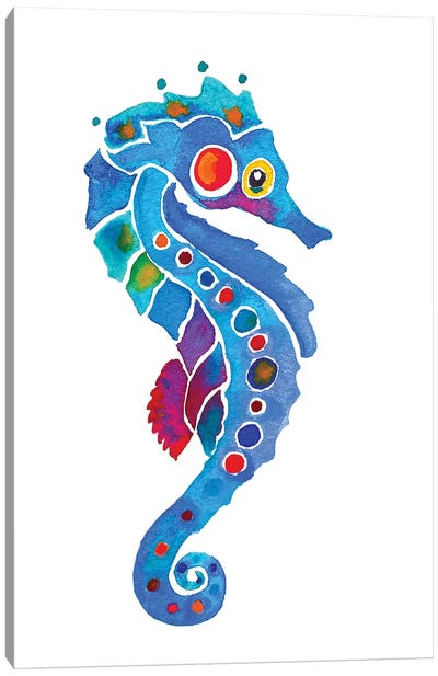 Seahorse II Canvas Art Print - Kids Ocean Life Art