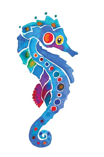 Kids Ocean Life Art: Seahorse II by Jo Lynch