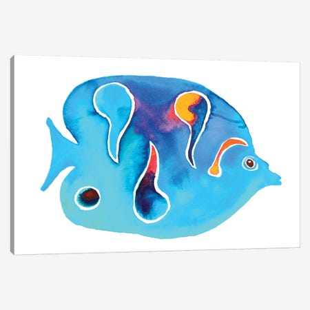 Tropical Fish Blues Spots Canvas Print #JLY61} by Jo Lynch Canvas Print