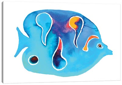 Tropical Fish Blues Spots Canvas Art Print - Jo Lynch