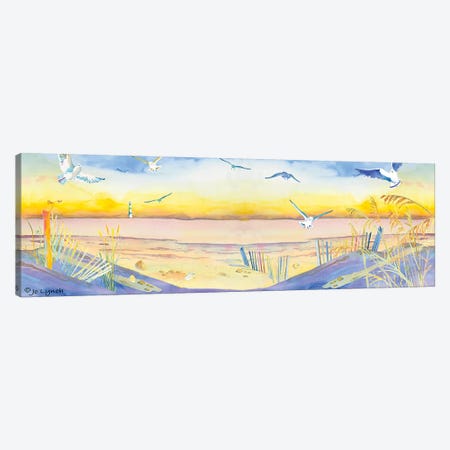 Beach Dunes Seagulls Canvas Print #JLY70} by Jo Lynch Canvas Artwork