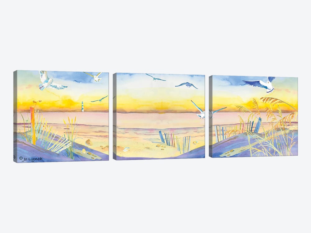 Beach Dunes Seagulls by Jo Lynch 3-piece Canvas Art