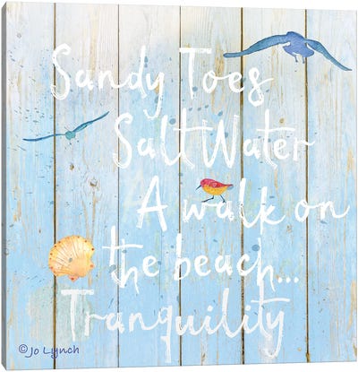 Beach Sign Sandy Toes Canvas Art Print - Jo Lynch
