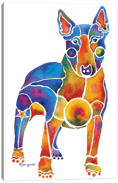 Bull Terrier Dog On White Canvas Art Print - Pit Bull Art