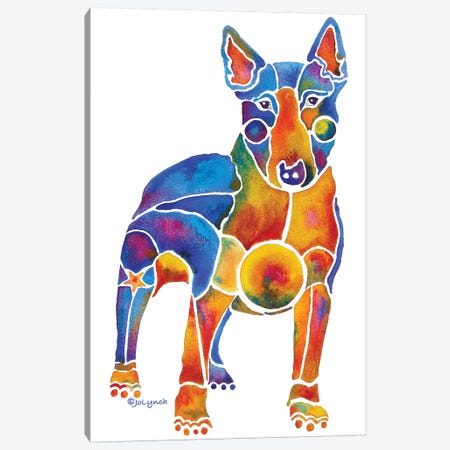 Bull Terrier Dog On White Canvas Print #JLY7} by Jo Lynch Canvas Artwork
