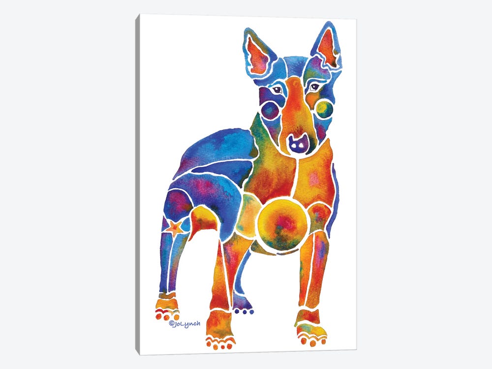Bull Terrier Dog On White by Jo Lynch 1-piece Canvas Artwork