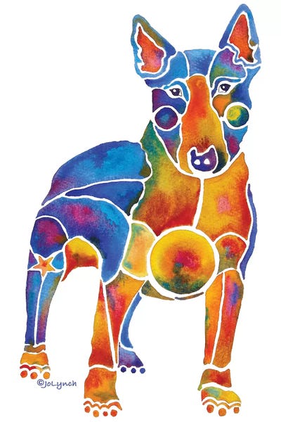 Jo Lynch: Bull Terrier Dog On White by Jo Lynch