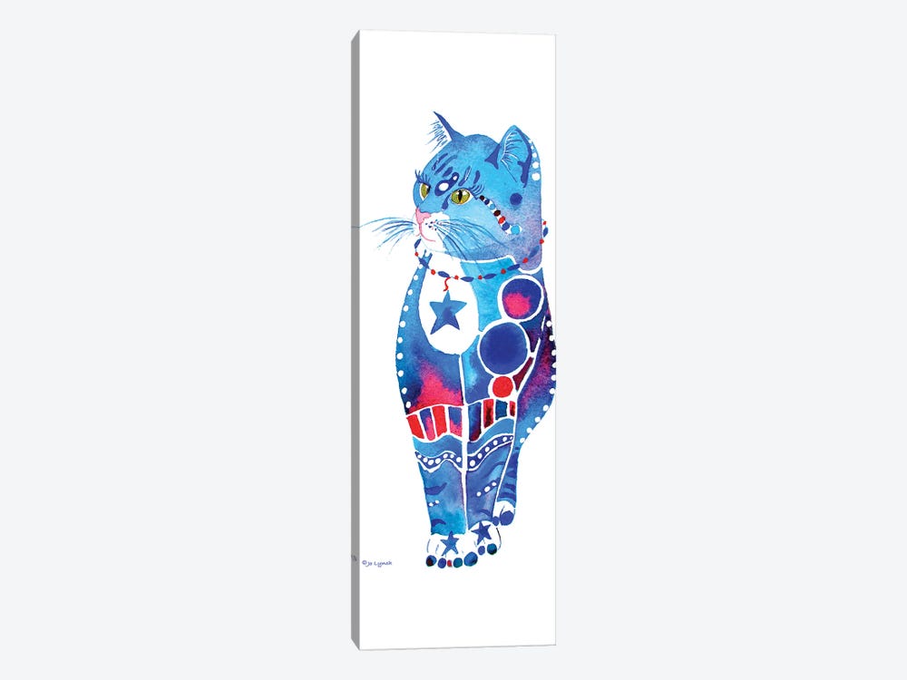 Cat Whimsical Blue  by Jo Lynch 1-piece Canvas Art Print