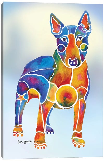 Bull Terrier Dog On Background Canvas Art Print - Jo Lynch