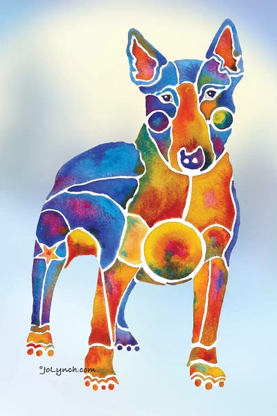 Jo Lynch: Bull Terrier Dog On Background by Jo Lynch