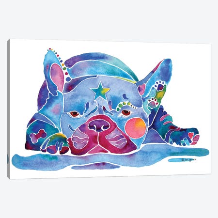 French Bulldog Blue Canvas Print #JLY90} by Jo Lynch Canvas Artwork
