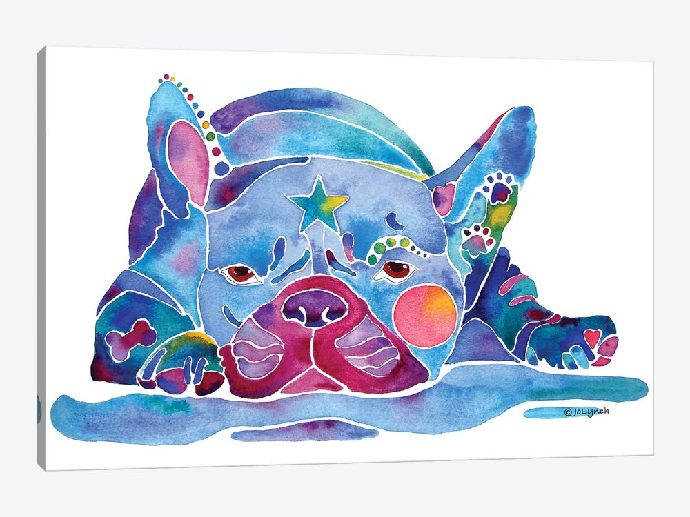 French Bulldog Blue by Jo Lynch 1-piece Canvas Art