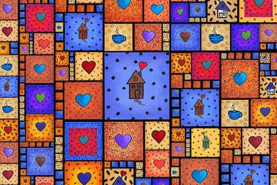 Love Home Heart Patchwork Collage by Juleez framed wall art