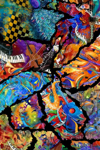 Museum Paintings Cracked Collage by Juleez multi panel art