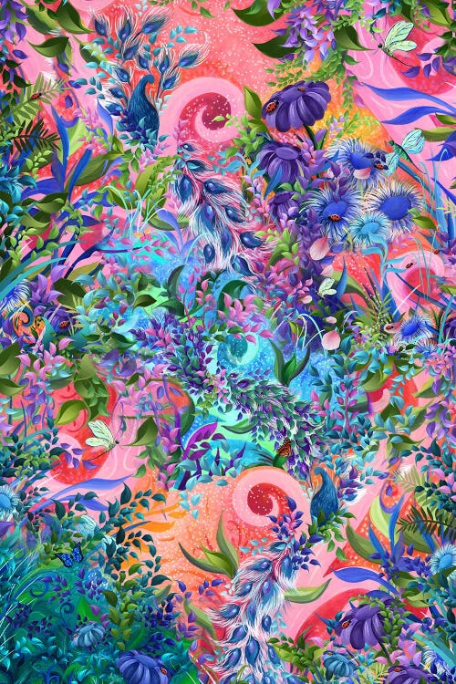 Pretty Peacocks Summer Garden by Juleez wall art