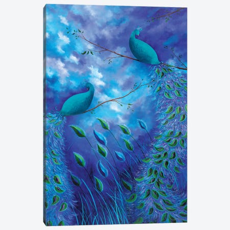 Peacock Garden Blue Canvas Print #JLZ16} by Juleez Canvas Art