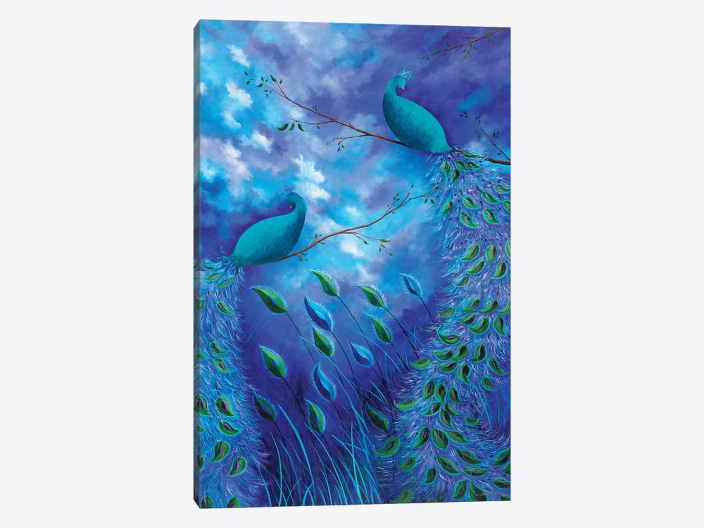 Peacock Garden Blue by Juleez 1-piece Canvas Artwork