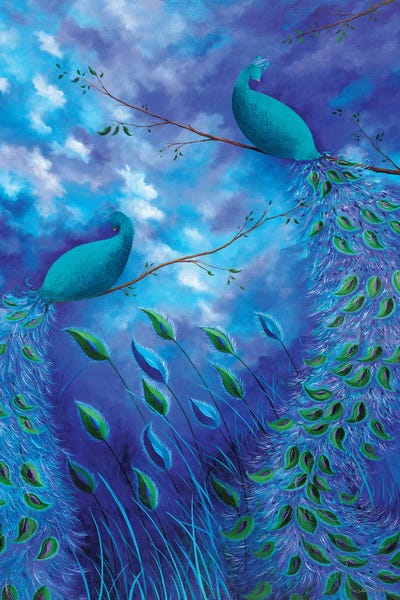 Peacocks: Peacock Garden Blue by Juleez