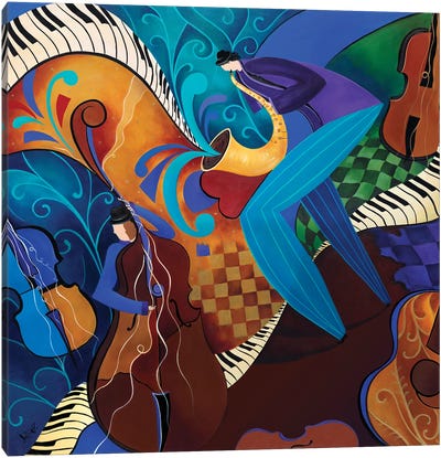 The Music Players Canvas Art Print - Abstract Figures Art