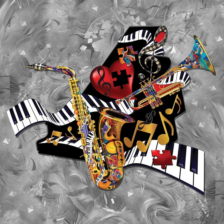 Piano Sax Trumpet Swirl by Juleez wall art