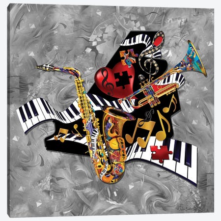 Piano Sax Trumpet Swirl Canvas Print #JLZ34} by Juleez Canvas Artwork