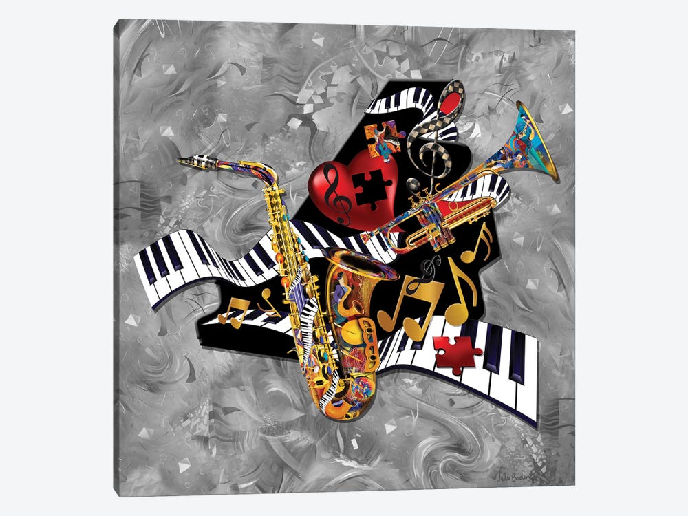 Piano Sax Trumpet Swirl by Juleez 1-piece Canvas Wall Art