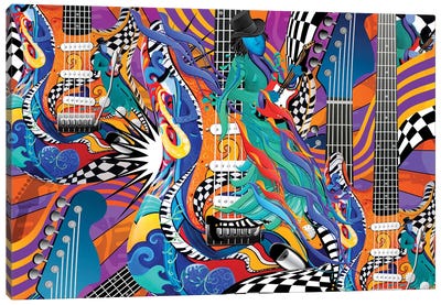 Jokers Wild Guitar Canvas Art Print - Guitar Art