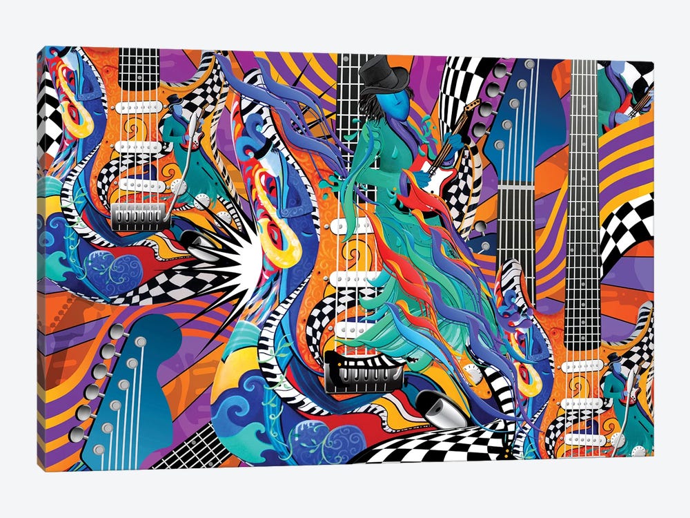 Jokers Wild Guitar by Juleez 1-piece Canvas Print