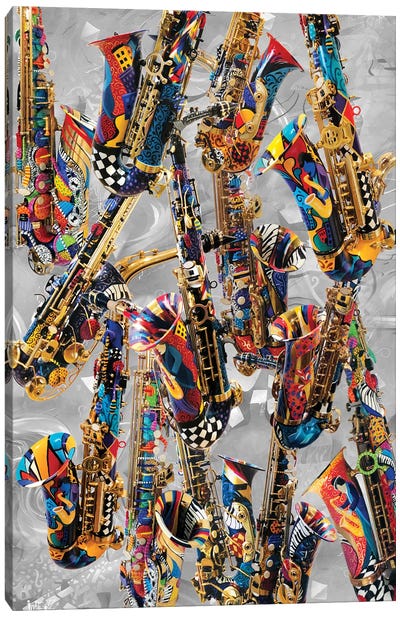 Musical Instruments Saxophone Canvas Art Print - Juleez