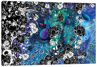 Peacock Flowers Canvas Art Print - Juleez