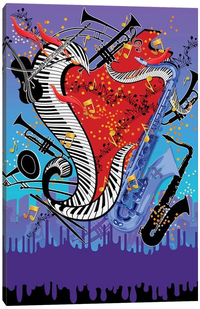 Blue Jazz Music Canvas Art Print - Juleez