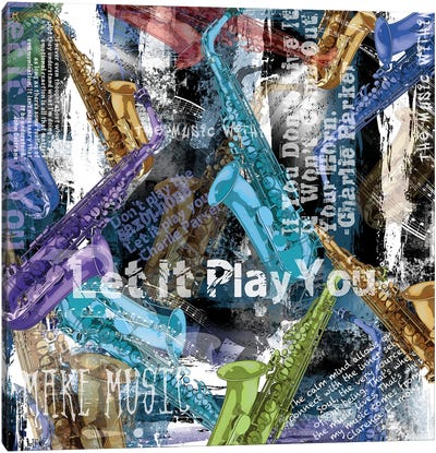 Saxophone Musician Quotes Canvas Art Print - Jazz Art