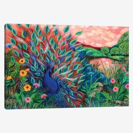 Coral Peacock Canvas Print #JLZ55} by Juleez Canvas Artwork
