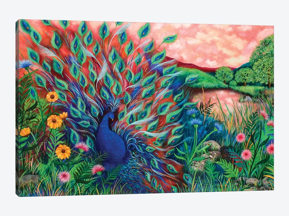 Coral Peacock by Juleez 1-piece Art Print