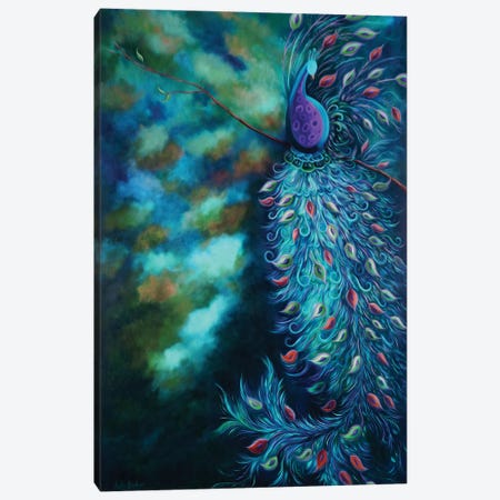 Peacock Garden Teal Canvas Print #JLZ56} by Juleez Canvas Artwork