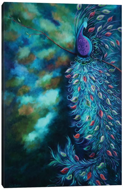 Peacock Garden Teal Canvas Art Print