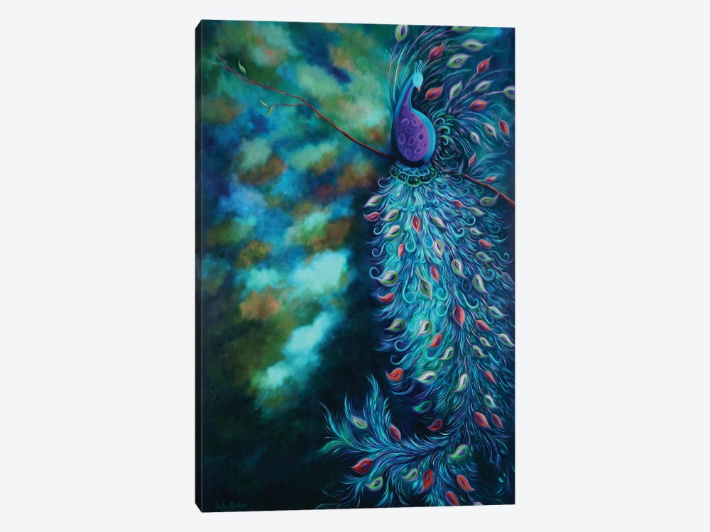 Peacock Garden Teal by Juleez 1-piece Canvas Artwork
