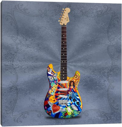 Flower Power Groovy Janis Joplin Art Guitar Canvas Art Print - Dove & Pigeon Art