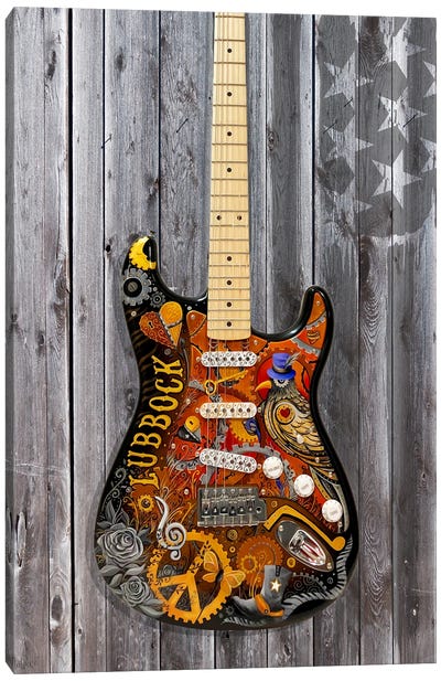 Texas Steampunk Electric Guitar Canvas Art Print - Steampunk Art