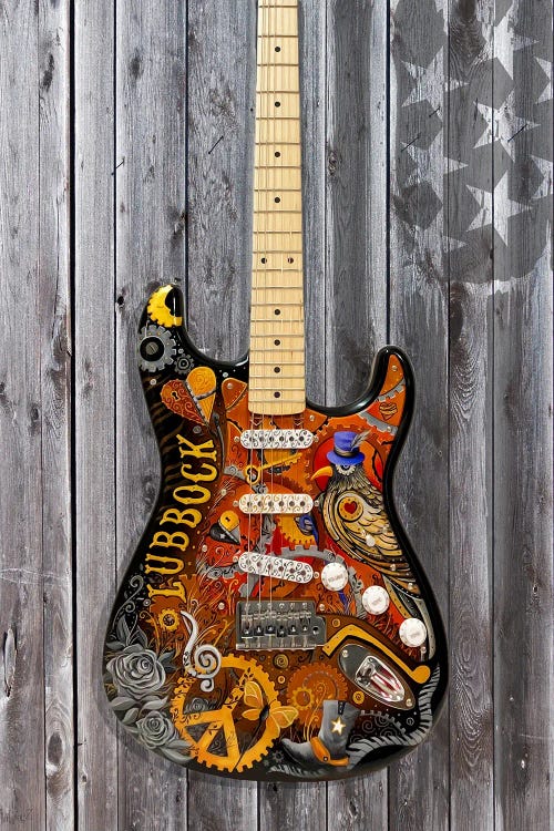Texas Steampunk Electric Guitar by Juleez wall art