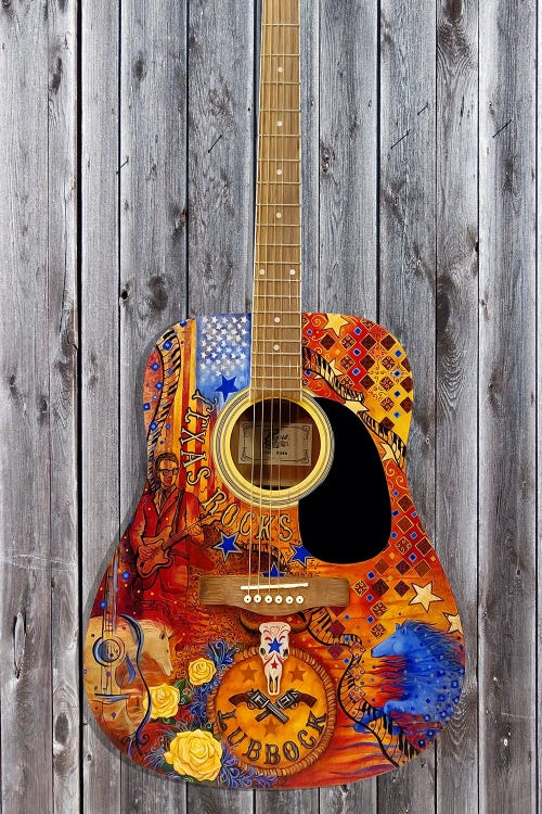 Texas Rocks Flag Guitar by Juleez wall art