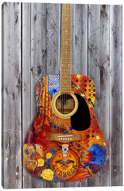 Texas Rocks Flag Guitar Canvas Art Print - Juleez