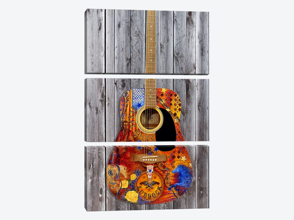 Texas Rocks Flag Guitar by Juleez 3-piece Canvas Artwork