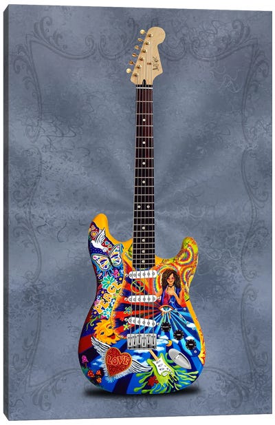 Music Art Janis Joplin Art Electric Guitar Canvas Art Print - Dove & Pigeon Art